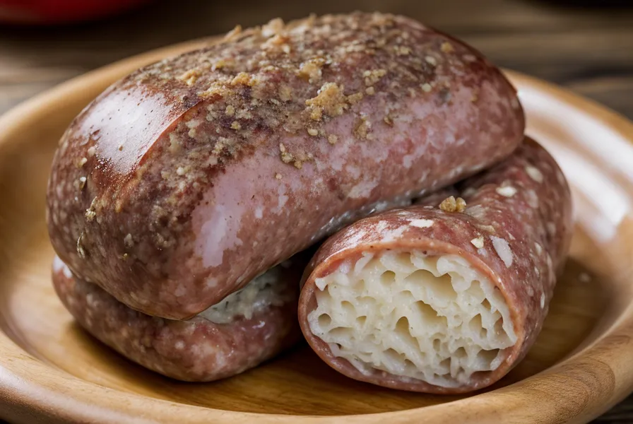 Embutido de chorizos artesanales con tripa natural de cerdo en la cocina de casa