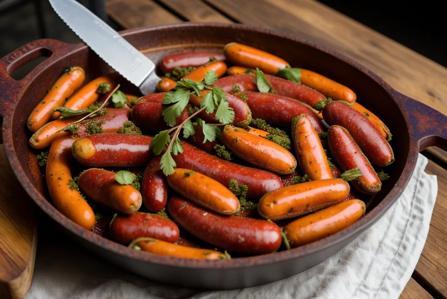 Chorizos parrilleros artesanales atados y listos para el asado en la parrilla del balcón