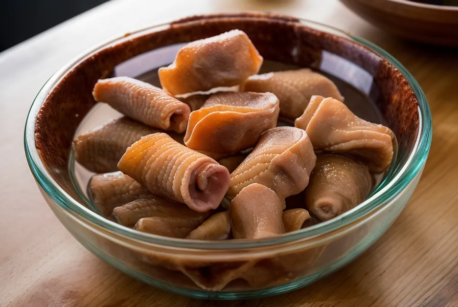 Tripa natural de cerdo hidratándose en agua y vinagre antes de embutir chorizos caseros artesanales