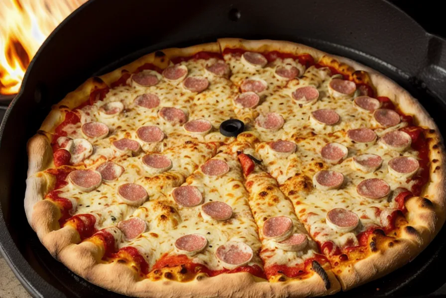 Disco de masa de pizza sobre los fierros calientes de un asado urbano de balcón