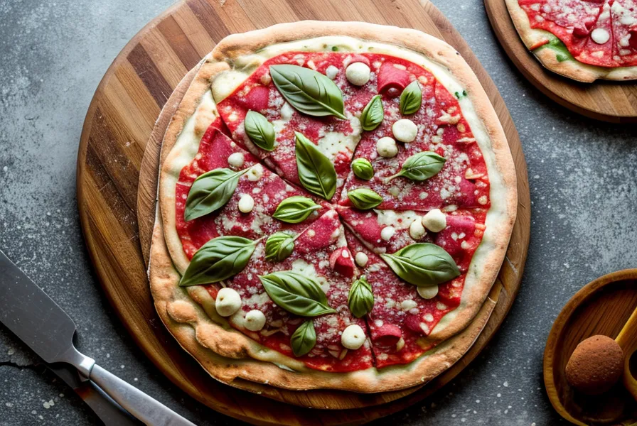 Masa de pizza cruda apoyada sobre piedra fría en la parrilla de balcón