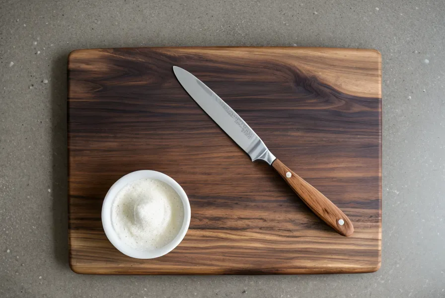 Tabla de madera desgastada junto a una tabla de polietileno, la comparación de higiene para el asado