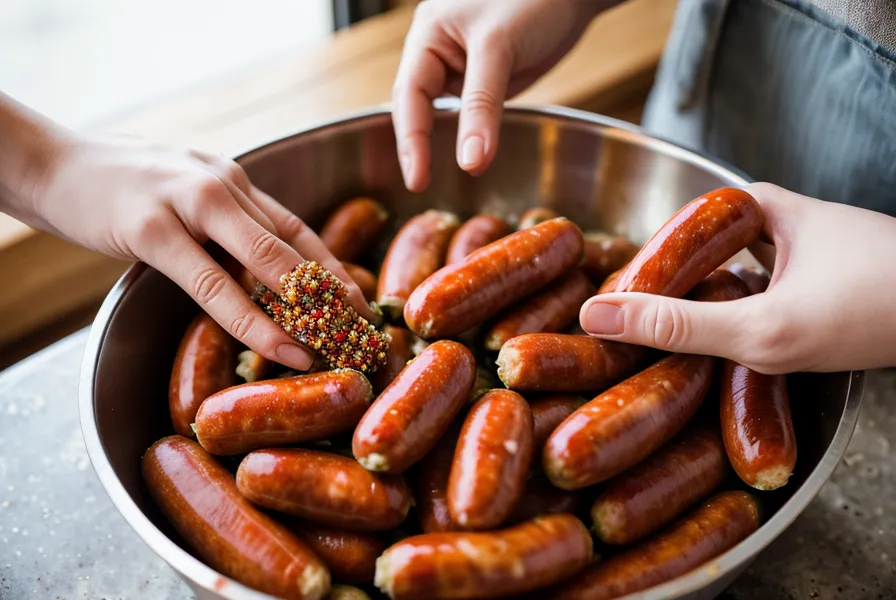 Chorizos caseros armados a mano sin harina ni almidón, pensados para no romper la dieta keto.