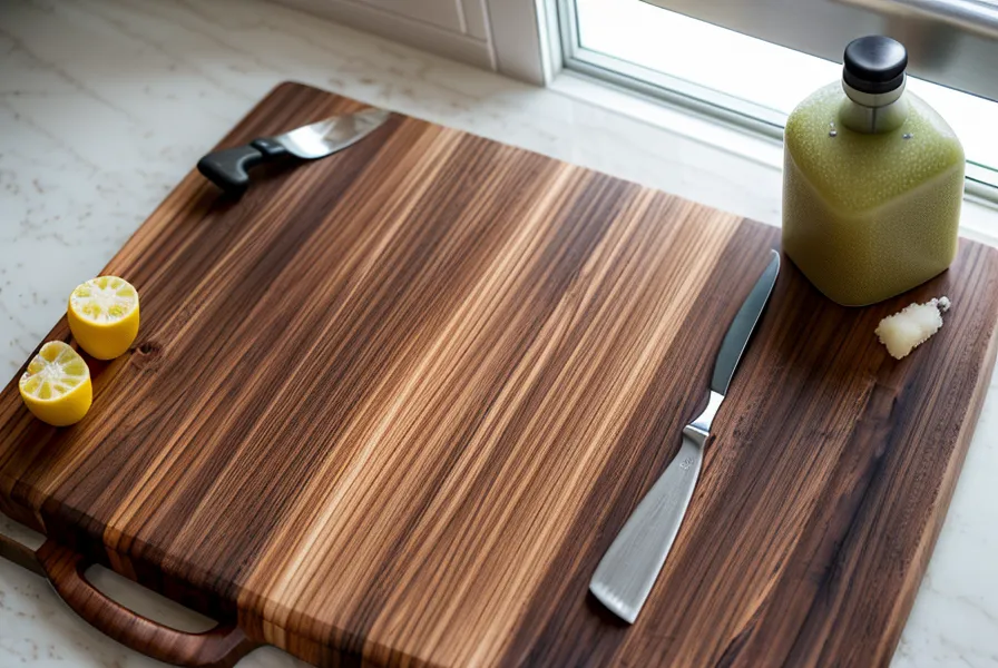 Tabla de madera para asado recién lavada, clave para la higiene de cocina y evitar contaminación cruzada