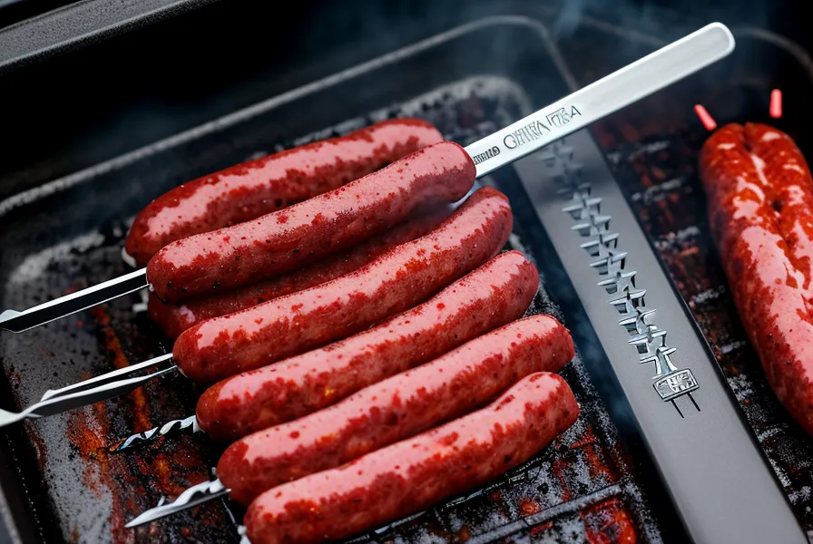 Termómetro digital controlando la temperatura interna del chorizo para un asado seguro