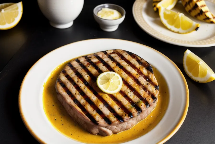 Matambrito de cerdo a la parrilla cortado en tiras con limón, técnica de asado de vuelta y vuelta