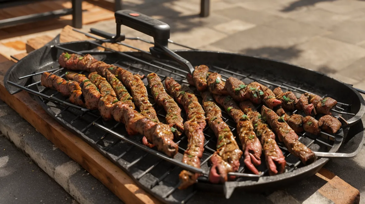 Curado de parrilla de hierro negro recién bajada del flete, antes del mantenimiento previo al primer asado