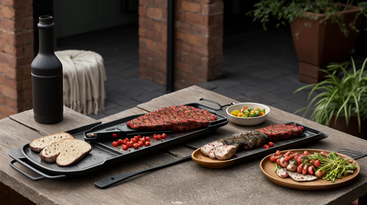 Chorizos artesanales caseros en la parrilla del balcón, técnica de asado en Caballito