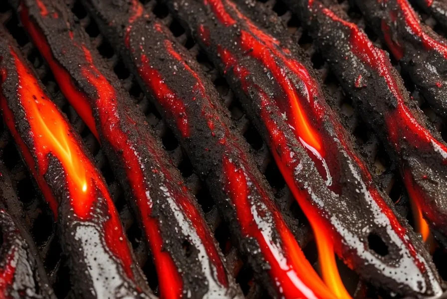 Grasa de bondiola de cerdo goteando sobre las brasas en la parrilla, técnica clave del asado keto