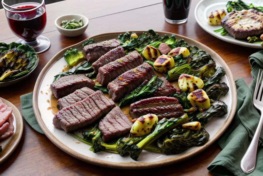 Plato de asado keto con bondiola de cerdo y vegetales asados, receta de cerdo sin pan