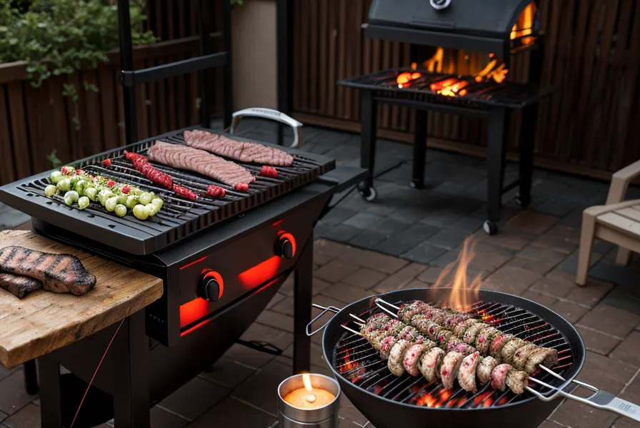 Cama de brasas de quebracho al rojo vivo bajo la parrilla de hierro