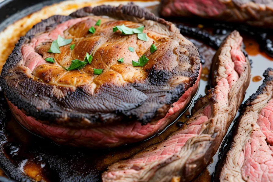 Bife de chorizo con sellado técnico sobre la parrilla de hierro del balcón